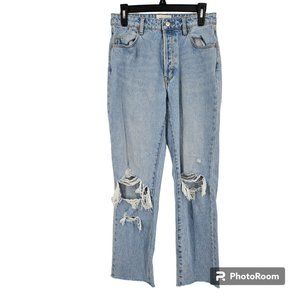 Rolla's Jeans Original Straight Light Wash High Rise Distressed Denim Size 27